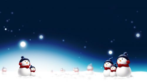 Snowmen in Christmas night wallpaper